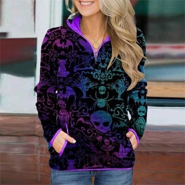 autumn winter casual stand collar zip hoodie long sleeve skull print sweatshirt female streetwear loose pocket hoodie 211220, Black
autumn winter casual stand collar zip hoodie long sleeve skull print sweatshirt female streetwear loose pocket hoodie 211220, Black