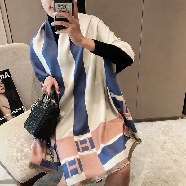color matching letter neckline warm and thickened long tassel women's shawl plaid twill scarf imitation cashmere, Blue;gray
color matching letter neckline warm and thickened long tassel women's shawl plaid twill scarf imitation cashmere, Blue;gray