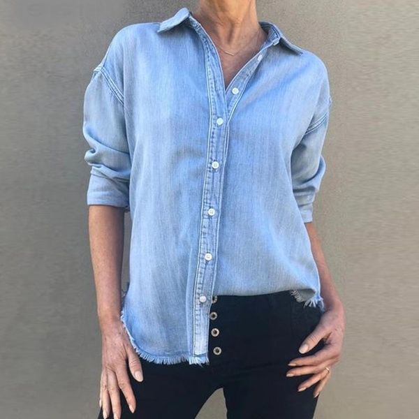 women's blouses & shirts denim shirt women 2021 fashion loose lazy casual long sleeve retro single breasted mom spring/summer, White
women's blouses & shirts denim shirt women 2021 fashion loose lazy casual long sleeve retro single breasted mom spring/summer, White