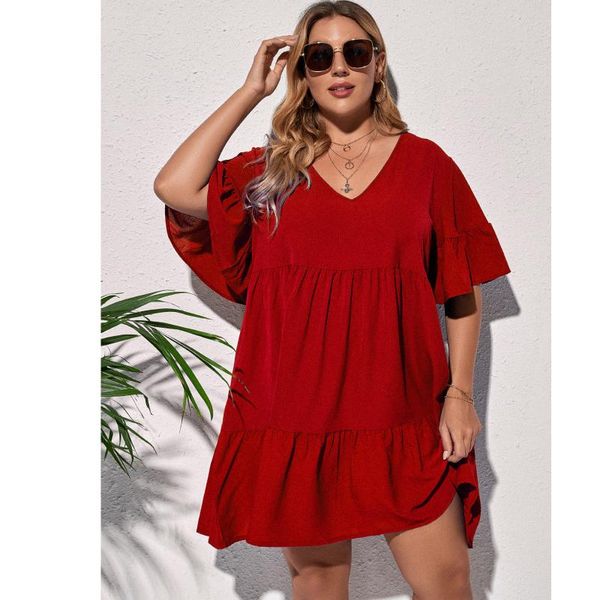 plus size dresses summer dress soild color splicing draped robe femme v-neck half sleeve knee-length loose sweet vestido casual, Black
plus size dresses summer dress soild color splicing draped robe femme v-neck half sleeve knee-length loose sweet vestido casual, Black
