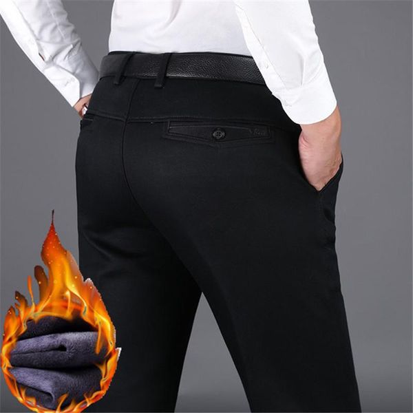 men's pants business casual winter plus velvet thickening trousers straight high waist loose, Black
men's pants business casual winter plus velvet thickening trousers straight high waist loose, Black