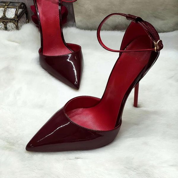 dress shoes two pieces style patent leather pointy toe elegant thin high heels women sandals, Black
dress shoes two pieces style patent leather pointy toe elegant thin high heels women sandals, Black