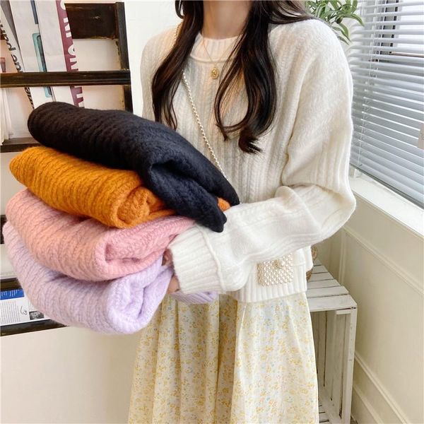 women's sweaters pullover sweater retro vintage women korean casual loose knit fall winter round neck solid color teen girls party, White;black
women's sweaters pullover sweater retro vintage women korean casual loose knit fall winter round neck solid color teen girls party, White;black