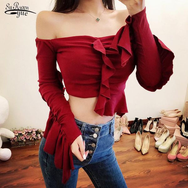 women's blouses & shirts short slash neck women blouse ruffled long sleeve spring solid cotton casual fashion for 12575, White
women's blouses & shirts short slash neck women blouse ruffled long sleeve spring solid cotton casual fashion for 12575, White