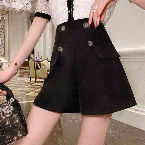 spring summer solid color double-breast womens short braided high waist wide legs casual slim j62, White;black
spring summer solid color double-breast womens short braided high waist wide legs casual slim j62, White;black