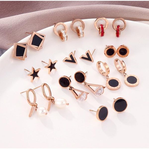 stud korean style geometric ladies earrings rose gold stainless steel roman star for women all-match jewelry wholesale, Golden;silver
stud korean style geometric ladies earrings rose gold stainless steel roman star for women all-match jewelry wholesale, Golden;silver