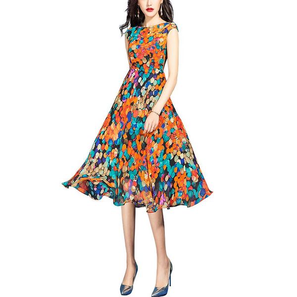 casual dresses summer fashion sleeveless 2021 colorful dot print a line chiffon dress women, Black;gray
casual dresses summer fashion sleeveless 2021 colorful dot print a line chiffon dress women, Black;gray