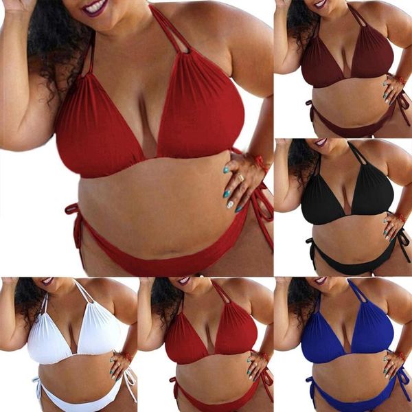 bikinis set plus size two-piece women swimsuit solid color summer halter bandage bikini
bikinis set plus size two-piece women swimsuit solid color summer halter bandage bikini