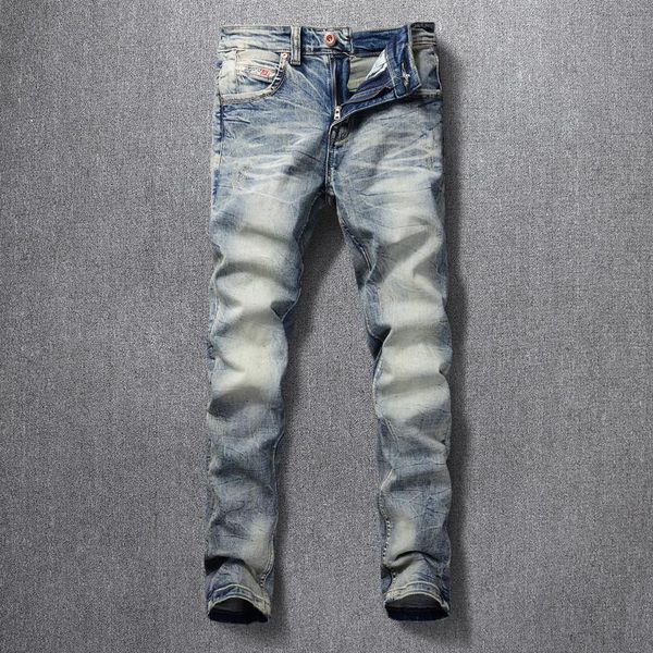 men's jeans italian style fashion men retro yellow blue elastic slim ripped distressed vintage designer denim pants
men's jeans italian style fashion men retro yellow blue elastic slim ripped distressed vintage designer denim pants