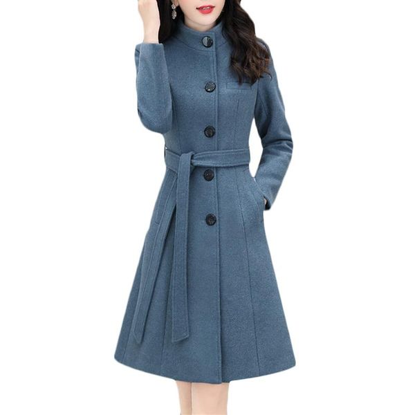 women's wool & blends autumn winter woolen coat women long korean thicken warm jacket blue single-breasted casual overcoat f992, Black
women's wool & blends autumn winter woolen coat women long korean thicken warm jacket blue single-breasted casual overcoat f992, Black
