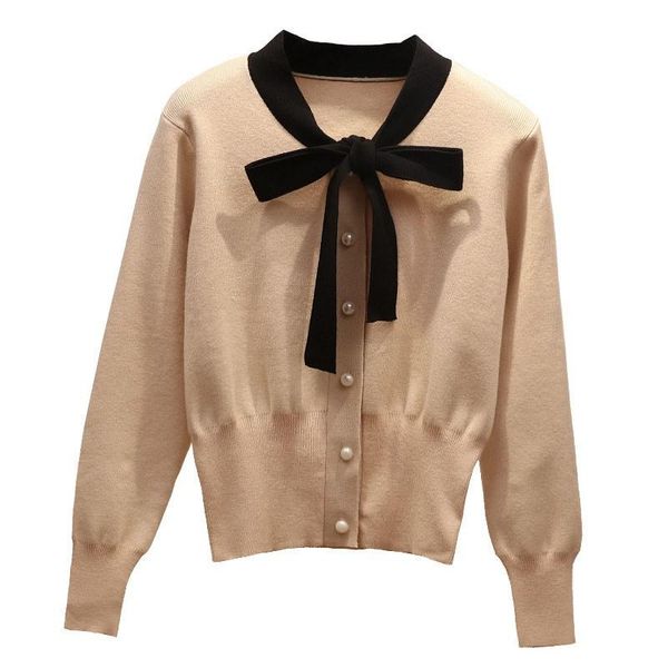 women's sweaters elegant ladies pearl bow tie neck women pullovers casual patchwork pull sleeve jumper slim long knitted, White;black
women's sweaters elegant ladies pearl bow tie neck women pullovers casual patchwork pull sleeve jumper slim long knitted, White;black