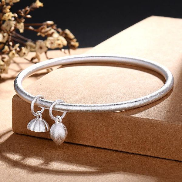 bangle matte 925 silver plated bangles lotus pendant design bracelets for women, Black
bangle matte 925 silver plated bangles lotus pendant design bracelets for women, Black