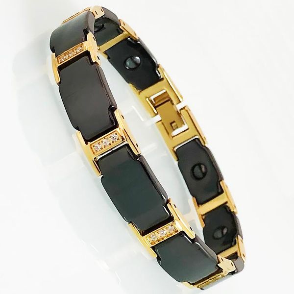 link, chain men women black corss ceramic bracelet male gold color cz crystal jewelry energy health care bio magnetic wristband femme gifts
link, chain men women black corss ceramic bracelet male gold color cz crystal jewelry energy health care bio magnetic wristband femme gifts