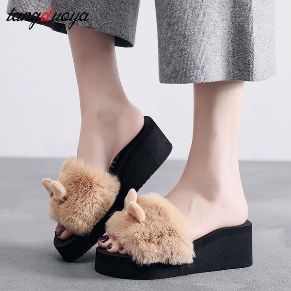 slippers platform women heel shoes high wedge slipper ladies pantoufle femme, Black
slippers platform women heel shoes high wedge slipper ladies pantoufle femme, Black