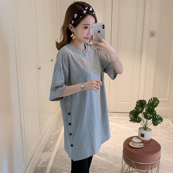 maternity & tees solid color cotton mid-length button splits loose t-shirt pregnant clothes 2021 women's summer 1707, White
maternity & tees solid color cotton mid-length button splits loose t-shirt pregnant clothes 2021 women's summer 1707, White