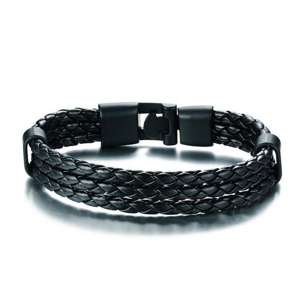stainless steel pu leather three-lap hand rope bracelet for man multilayer bracelets boyfriend gift jewelry bangle, Black
stainless steel pu leather three-lap hand rope bracelet for man multilayer bracelets boyfriend gift jewelry bangle, Black