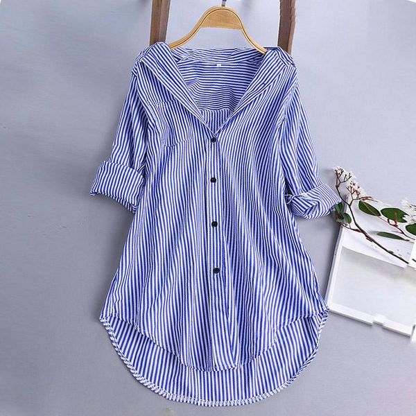 women's blouses & shirts autumn large plus size 4xl 5xl women striped loose blouse pink blue long sleeve oversized ol and mujer, White
women's blouses & shirts autumn large plus size 4xl 5xl women striped loose blouse pink blue long sleeve oversized ol and mujer, White