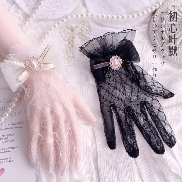 five fingers gloves women' summer thin short satin etiquette dress elegant pearl lace bow uv lolita sweet wedding driving mittens, Blue;gray
five fingers gloves women' summer thin short satin etiquette dress elegant pearl lace bow uv lolita sweet wedding driving mittens, Blue;gray