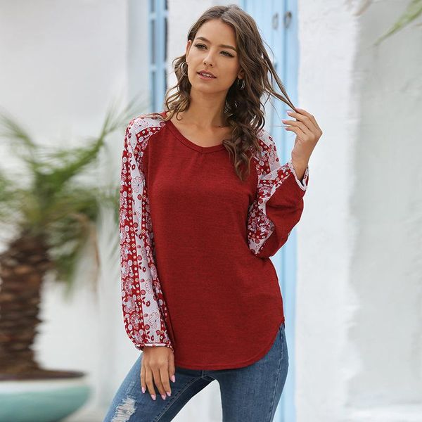 women's t-shirt autumn winter vintage degital print chiffon patchwork women lantern sleeve casual loose v-neck knitted tee top, White
women's t-shirt autumn winter vintage degital print chiffon patchwork women lantern sleeve casual loose v-neck knitted tee top, White