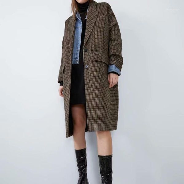 women's wool & blends female warm jackets vintage woman long plaid coat fashion ladies autumn casual single breasted outwear, Black
women's wool & blends female warm jackets vintage woman long plaid coat fashion ladies autumn casual single breasted outwear, Black
