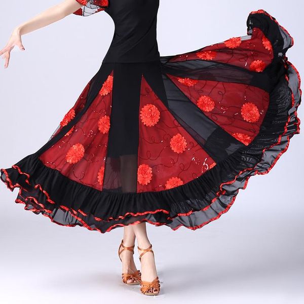 lady ballroom dancing skirt girls national standard modern dance costumes female flower waltz d-0046 stage wear, Black;red
lady ballroom dancing skirt girls national standard modern dance costumes female flower waltz d-0046 stage wear, Black;red