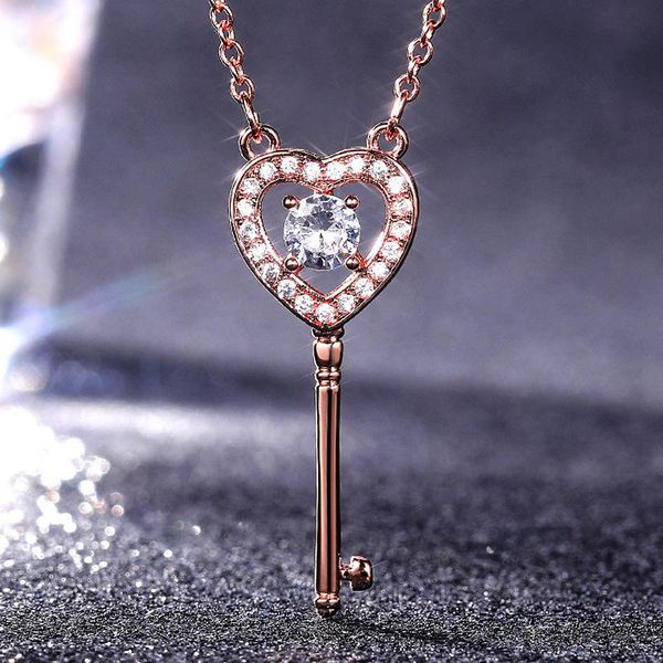 pendant necklaces fashion rose gold love key jewelry high-end gorgeous trending ladies simple style all-match clavicle chain, Silver
pendant necklaces fashion rose gold love key jewelry high-end gorgeous trending ladies simple style all-match clavicle chain, Silver