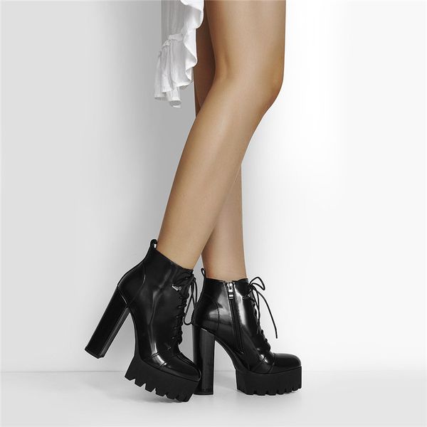 platform lace up round toe black white patent leather chunky high heels ankle booties big size lady short boots
platform lace up round toe black white patent leather chunky high heels ankle booties big size lady short boots