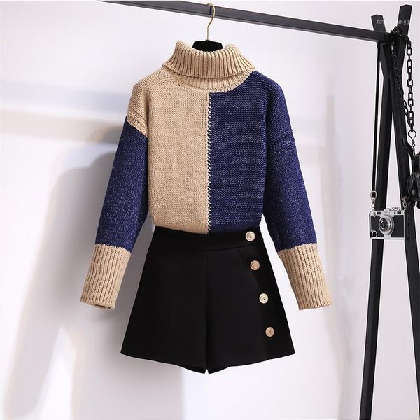 autumn and winter thickened high neck sweater fashion waist wide leg shorts set for women, Gray
autumn and winter thickened high neck sweater fashion waist wide leg shorts set for women, Gray