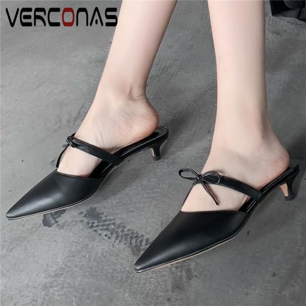 women butterfly knot genuine leather mules basic shoes slippers lace up pointed toe high heeled sandals woman, Black
women butterfly knot genuine leather mules basic shoes slippers lace up pointed toe high heeled sandals woman, Black