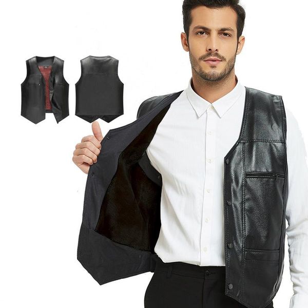 men's vests autumn velvet thick men leather vest v-neck many pocket warm pu motorcycle coat casual plus size slim black jacket, Black;white
men's vests autumn velvet thick men leather vest v-neck many pocket warm pu motorcycle coat casual plus size slim black jacket, Black;white