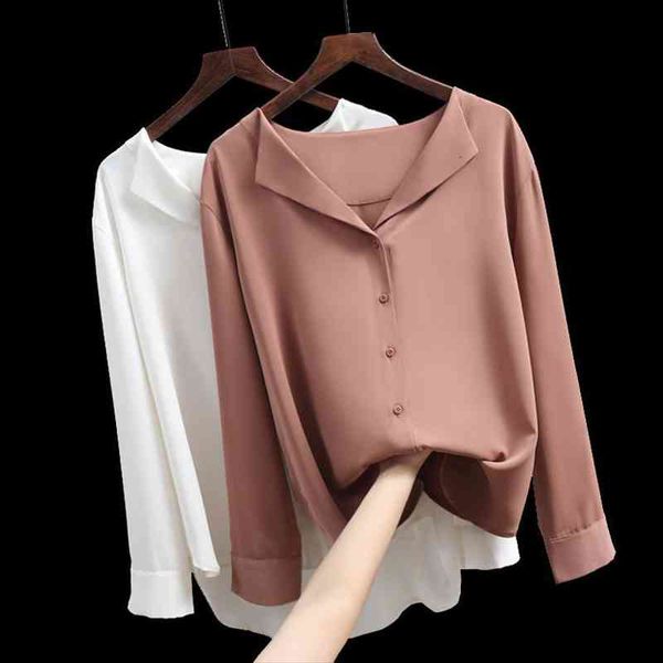 autumn women chiffon blouse office lady v-neck button loose clothing casual solid female shirts outwear, White
autumn women chiffon blouse office lady v-neck button loose clothing casual solid female shirts outwear, White