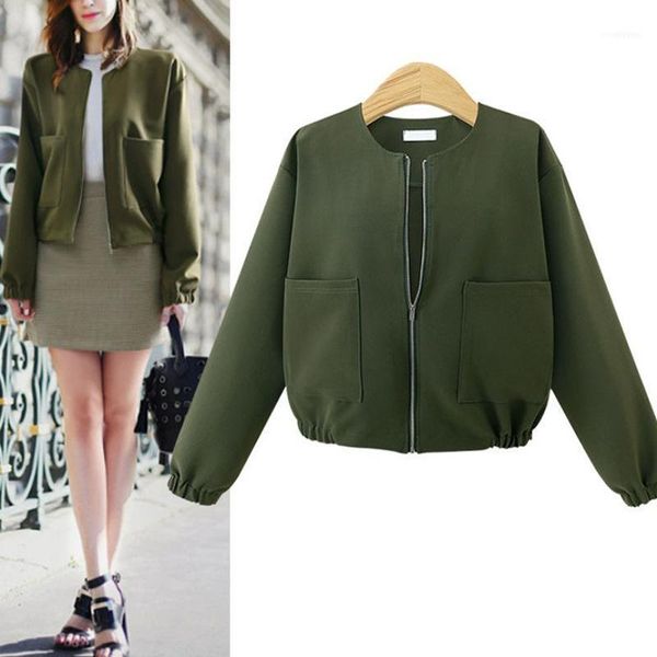 women's autumn european and american fashion wild large size loose long-sleeved baseball jacket short zipper jacket1, Black;brown
women's autumn european and american fashion wild large size loose long-sleeved baseball jacket short zipper jacket1, Black;brown
