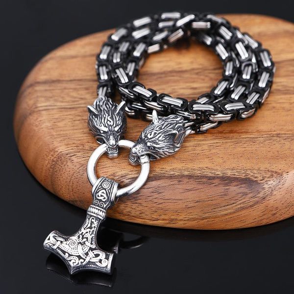 pendant necklaces hammer mjolnir wolf necklace men jewelry norse viking black stainless steel chain, Silver
pendant necklaces hammer mjolnir wolf necklace men jewelry norse viking black stainless steel chain, Silver