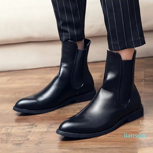 high business dress ankle boots men pu leather classic low heel round head british style fashion stylist, Black
high business dress ankle boots men pu leather classic low heel round head british style fashion stylist, Black