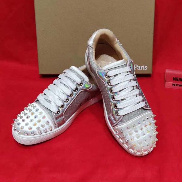 men women designer shoes leather loafers luxury sneakers mens shoe rivet cowhide casual silver white size 35-46 with box, Black
men women designer shoes leather loafers luxury sneakers mens shoe rivet cowhide casual silver white size 35-46 with box, Black