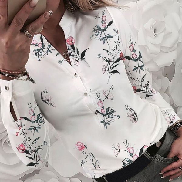 women's blouses & shirts summer flower printed long sleeve blouse stand collar single breasted slim female autumncasual ladies to, White
women's blouses & shirts summer flower printed long sleeve blouse stand collar single breasted slim female autumncasual ladies to, White