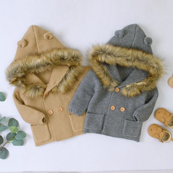 jackets 0-2 years old born boy clothes cute animal bear double button hooded fur collar knitted baby autumn and winter jacket, Blue;gray
jackets 0-2 years old born boy clothes cute animal bear double button hooded fur collar knitted baby autumn and winter jacket, Blue;gray