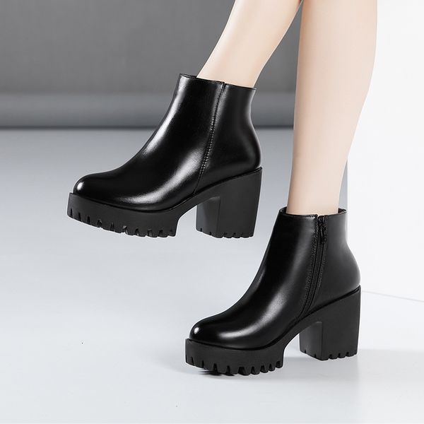high heel women winter black platform short ladies ankle boots
