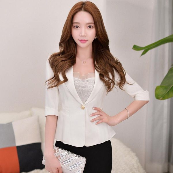 women's suits & blazers office lady fashion women and jackets solid coat notched slim blazer feminino, White;black
women's suits & blazers office lady fashion women and jackets solid coat notched slim blazer feminino, White;black