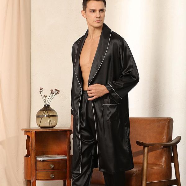men's sleepwear men pajamas satin kimono robe gown with pants thin nightgown two-pieces bathrobe&trousers suit summer long sleeve night, Black;brown
men's sleepwear men pajamas satin kimono robe gown with pants thin nightgown two-pieces bathrobe&trousers suit summer long sleeve night, Black;brown