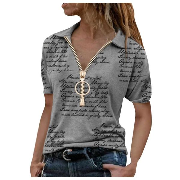 women retro v neck short sleeve zip- fashion pullover geometric letter print t-shirt chic casual shirts blusa streetwear women's, White
women retro v neck short sleeve zip- fashion pullover geometric letter print t-shirt chic casual shirts blusa streetwear women's, White