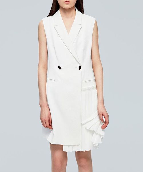 casual dresses 2021 summer women suit collar pleated asymmetrical dress office lady sleeveless elegant white blazer vest vestidos, Black;gray
casual dresses 2021 summer women suit collar pleated asymmetrical dress office lady sleeveless elegant white blazer vest vestidos, Black;gray