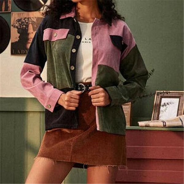 women's jackets women corduroy coats long sleeves loose outwear fashion stiching turn down collar casual ladies' autumn coat, Black;brown
women's jackets women corduroy coats long sleeves loose outwear fashion stiching turn down collar casual ladies' autumn coat, Black;brown