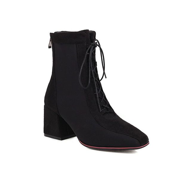 boots big size lace up women woman winter shoes botas, Black