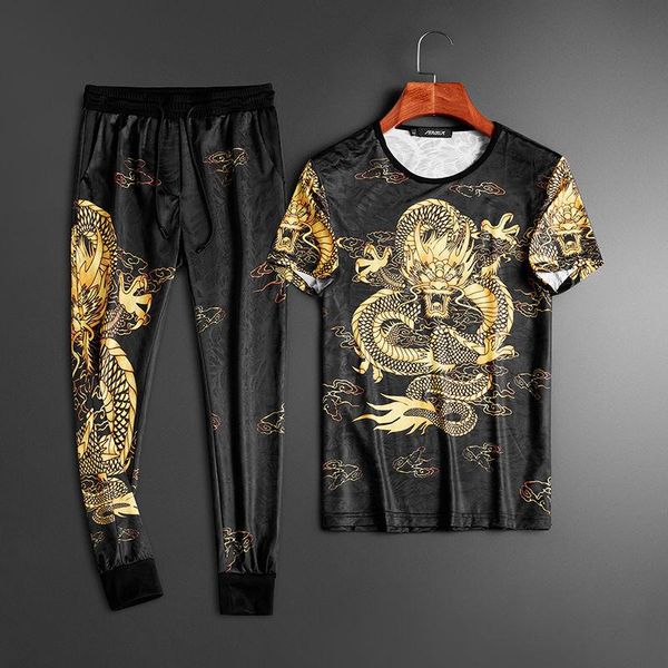 men's tracksuits plus size male streetwear hip hop fashion dragon printing 2-piece set summer round neck t-shirt korean version casual, Gray
men's tracksuits plus size male streetwear hip hop fashion dragon printing 2-piece set summer round neck t-shirt korean version casual, Gray