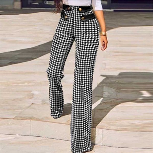 women autumn slim bodycon trousers spring high waist buttoned office suit pants houndstooth plaid print straight pants mujer 211216, Black;white
women autumn slim bodycon trousers spring high waist buttoned office suit pants houndstooth plaid print straight pants mujer 211216, Black;white