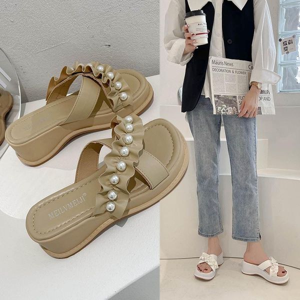 slippers 2021 summer fashion pearl embellishment women's heighten casual shoes, Black
slippers 2021 summer fashion pearl embellishment women's heighten casual shoes, Black
