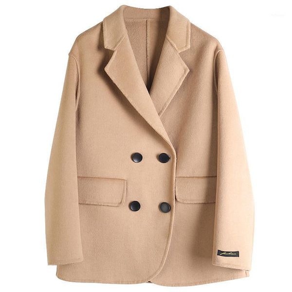 women's wool & blends 2021 autumn and winter fashion double-sided coat pure color double-breasted straight suit mid-length women b115, Black
women's wool & blends 2021 autumn and winter fashion double-sided coat pure color double-breasted straight suit mid-length women b115, Black