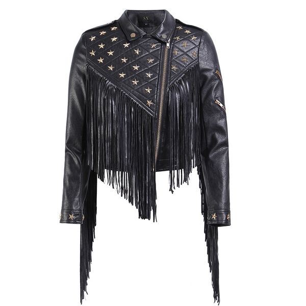 leather s-3xl fashion women stars rivets tassel punk rock dj pu jackets moto biker short faux leather coats black a190
leather s-3xl fashion women stars rivets tassel punk rock dj pu jackets moto biker short faux leather coats black a190
