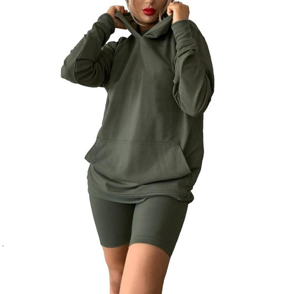 gym clothing women casual sportswear 2-piece outfit set long sleeve pocket hoodie + shorts sport clothes for ladies, White;black
gym clothing women casual sportswear 2-piece outfit set long sleeve pocket hoodie + shorts sport clothes for ladies, White;black